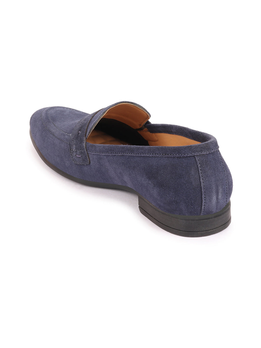 Shop Men Navy Blue Suede Leather Outdoor Penny Loafer Shoes Online.