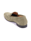 Men Olive Suede Leather Outdoor Penny Loafer Shoes