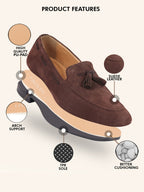 Shop Men Brown Suede Leather Casual Tassel Loafer Shoes Online.