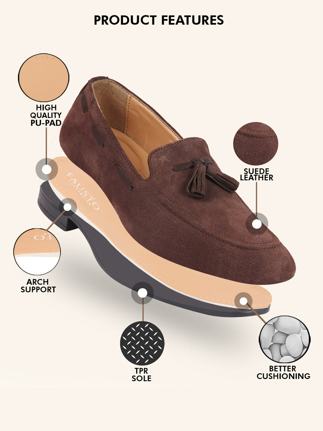 Shop Men Brown Suede Leather Casual Tassel Loafer Shoes Online.