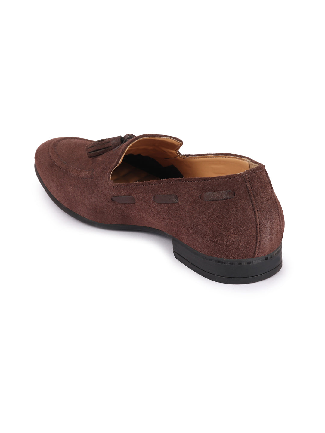 Shop Men Brown Suede Leather Casual Tassel Loafer Shoes Online.