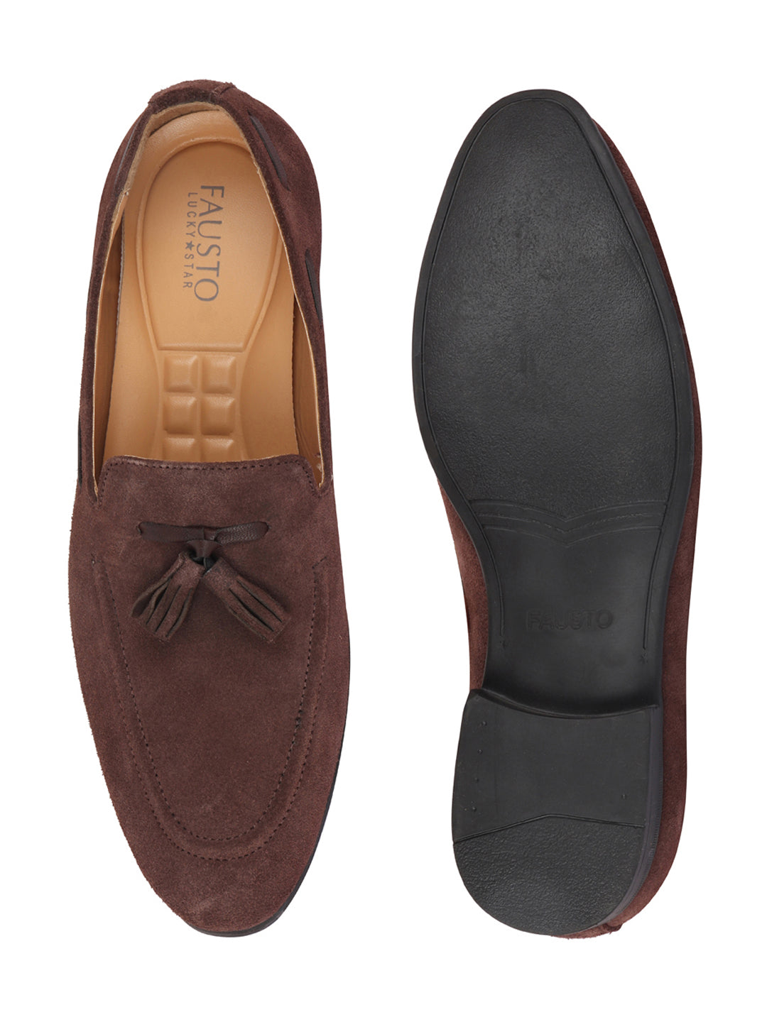 Shop Men Brown Suede Leather Casual Tassel Loafer Shoes Online.