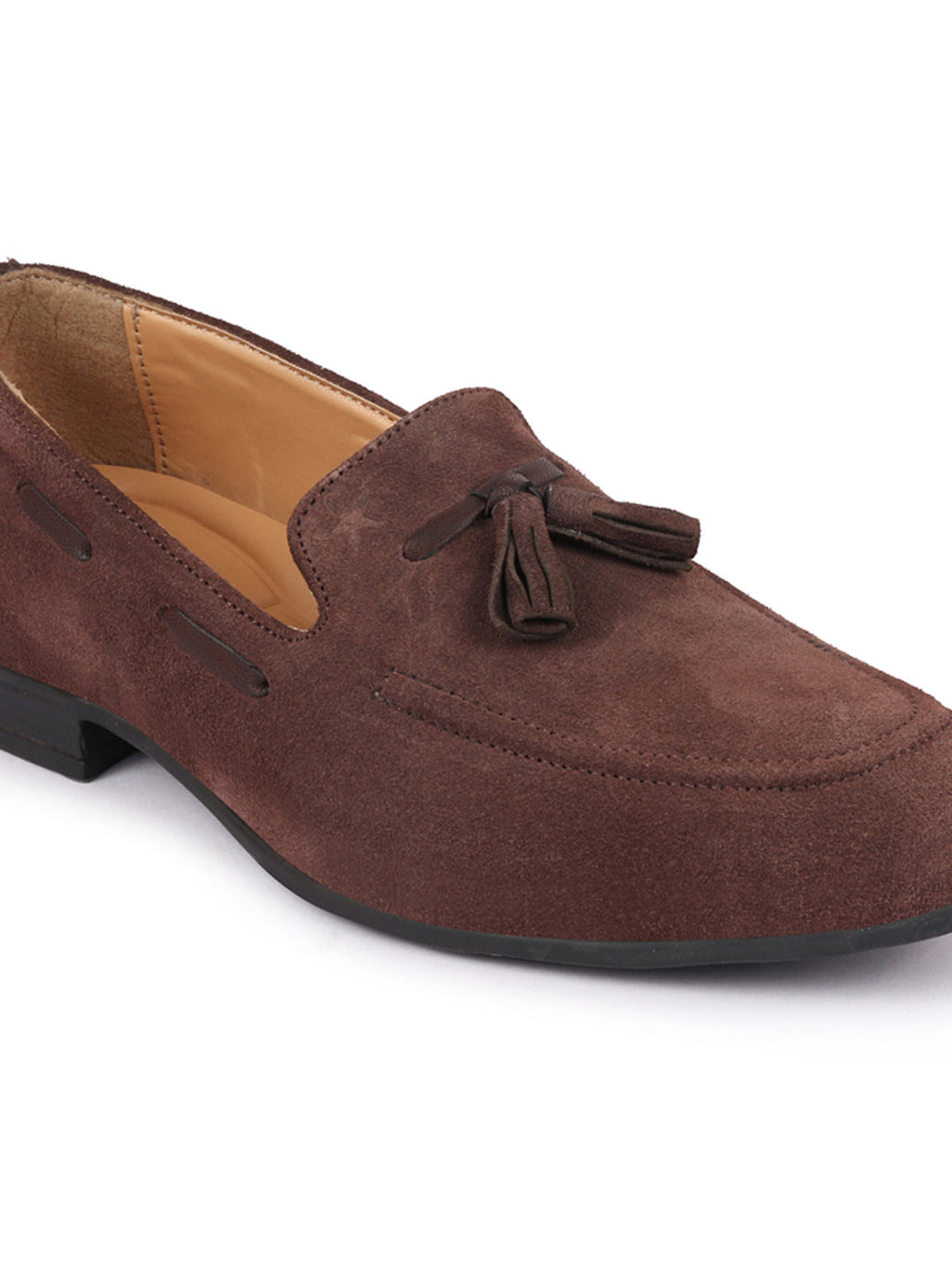 Shop Men Brown Suede Leather Casual Tassel Loafer Shoes Online.