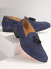 Men Navy Blue Suede Leather Casual Tassel Loafer Shoes