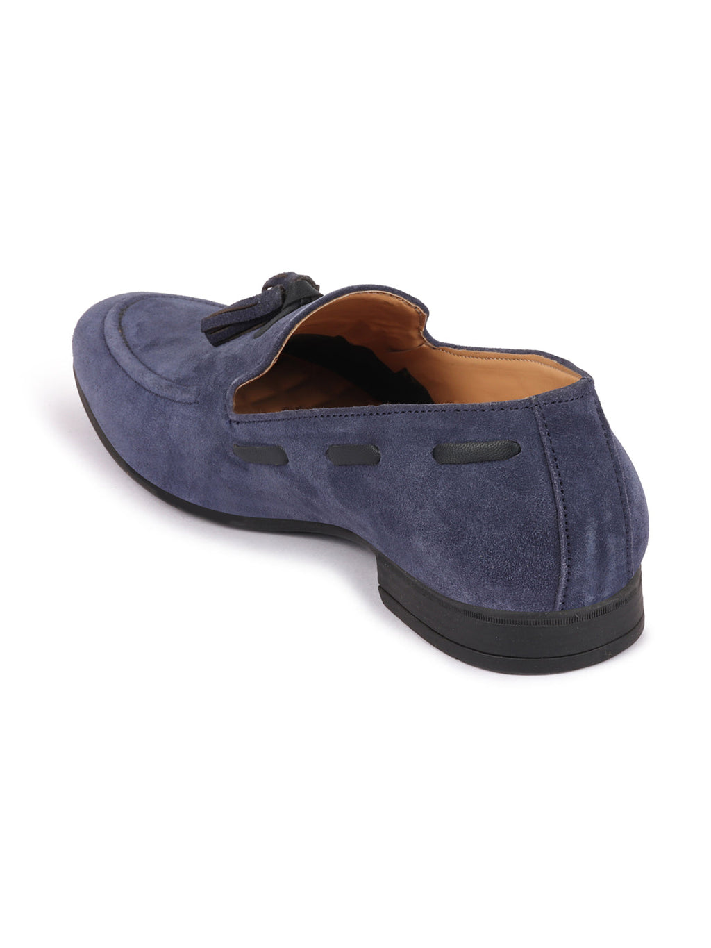 Shop Men Navy Blue Suede Leather Casual Tassel Loafer Shoes Online.