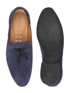 Shop Men Navy Blue Suede Leather Casual Tassel Loafer Shoes Online.