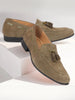Men Olive Green Suede Leather Casual Tassel Loafer Shoes
