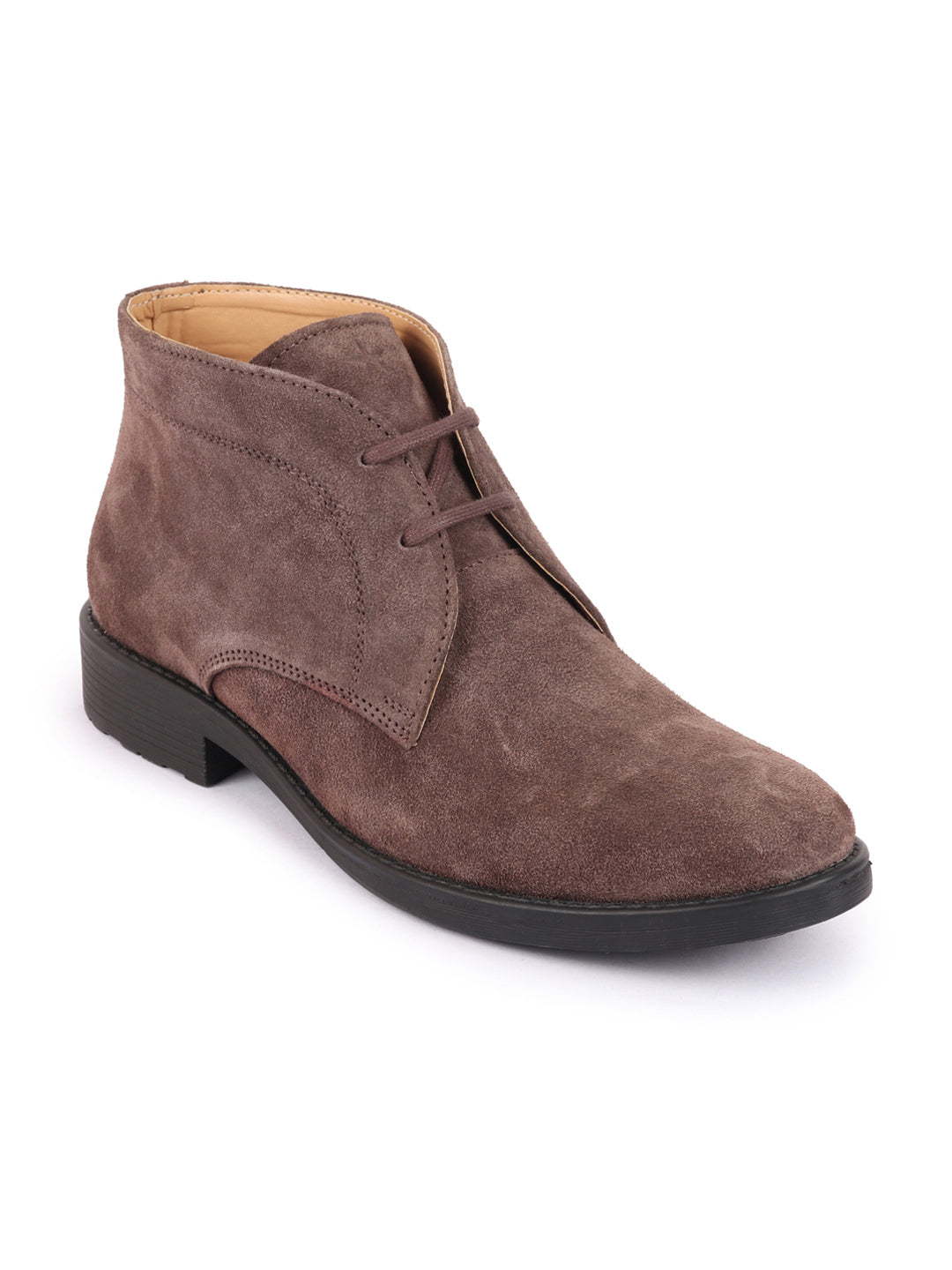 Shop Men Brown Suede Leather High Ankle Lace Up Chukka Boots Online.