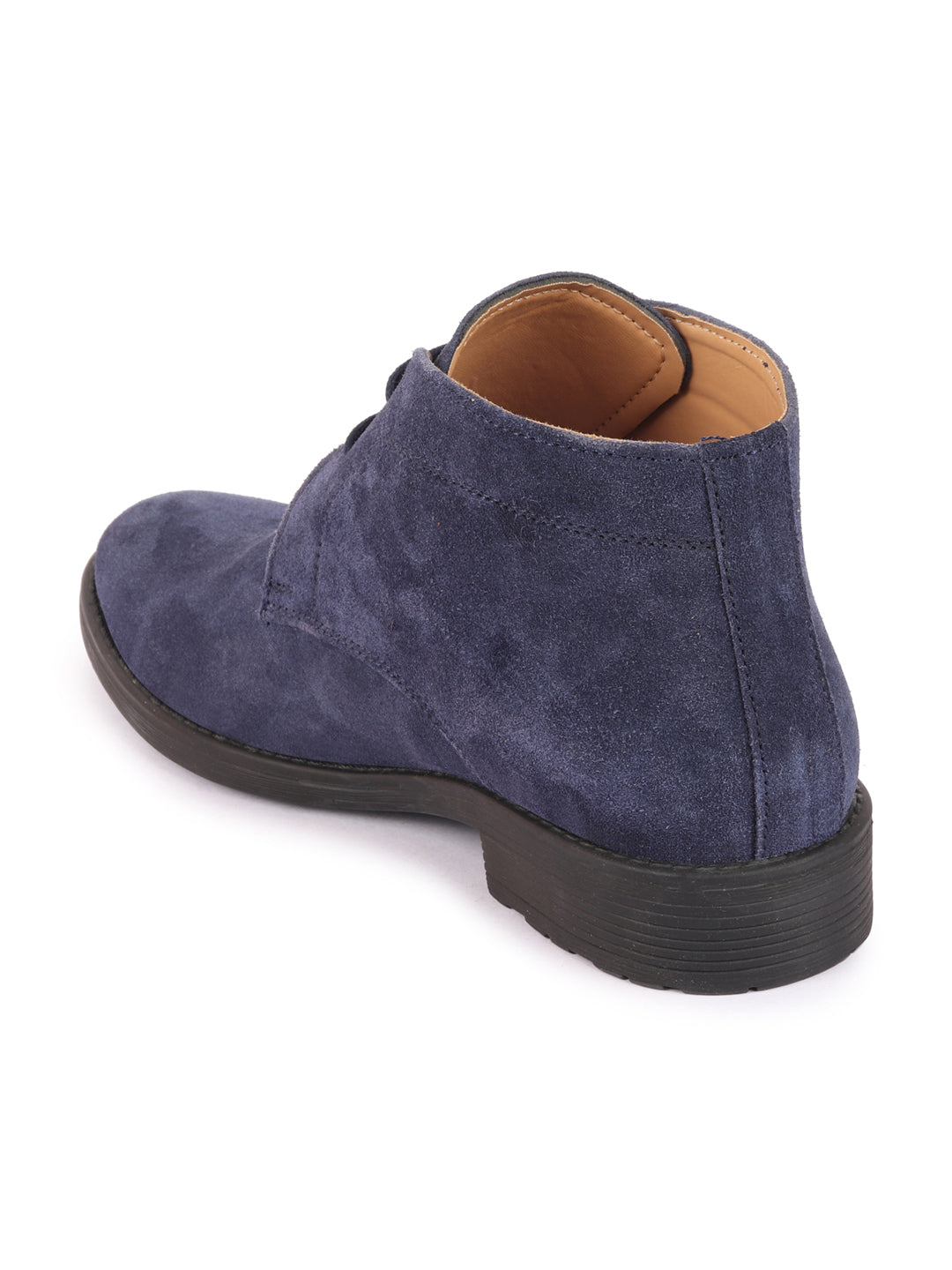 Shop Men Navy Blue Suede Leather High Ankle Lace Up Chukka Boots Online.
