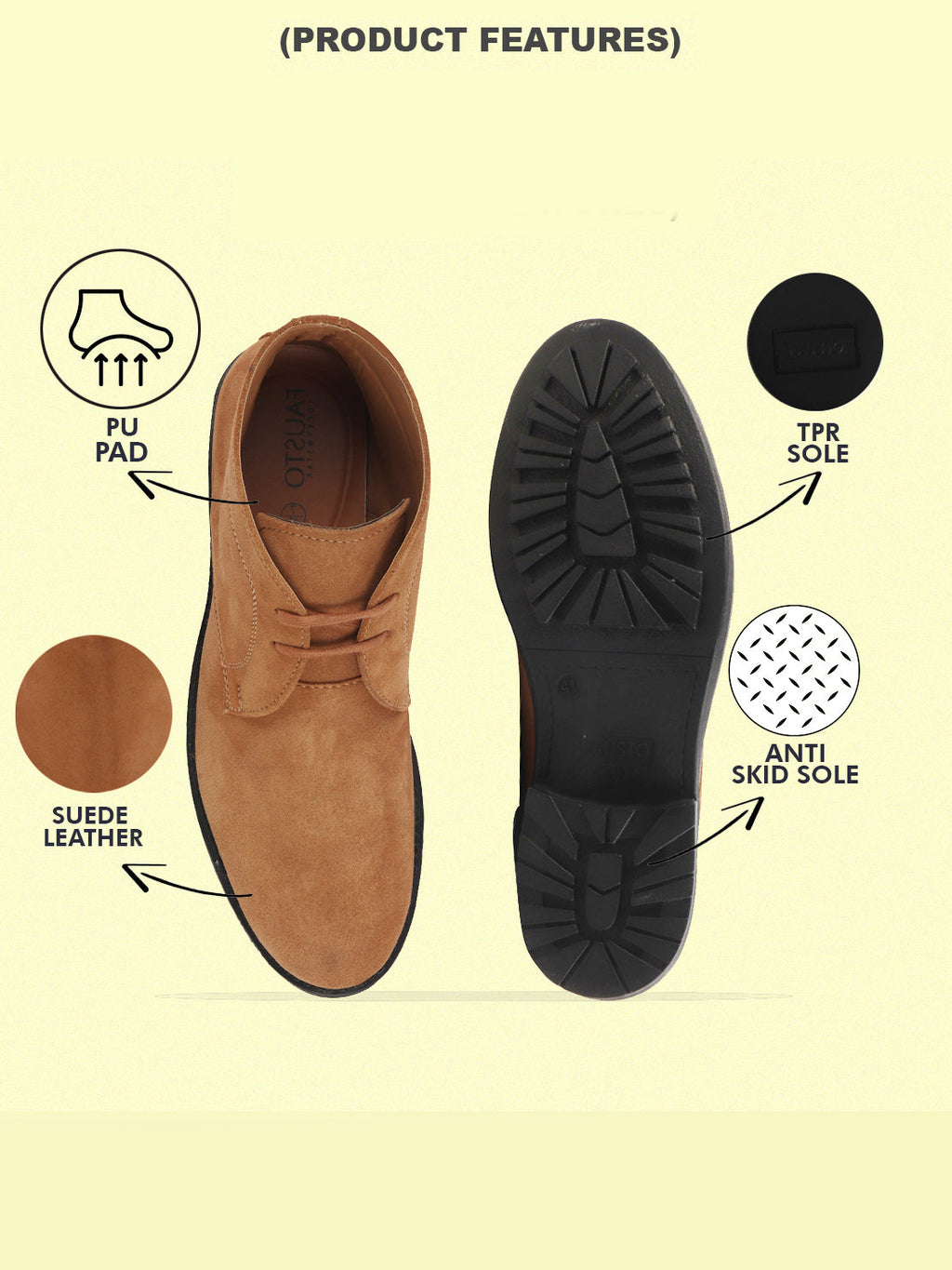 Shop Men Tan Suede Leather High Ankle Lace Up Chukka Boots Online.
