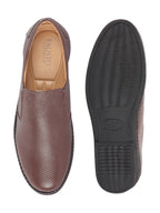 Shop Men Brown Textured Formal/Office Broad Toe Leather Slip On Shoes Online.