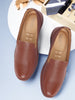 Men Tan Cap Toe Formal/Office Leather Prom Slip On Shoes