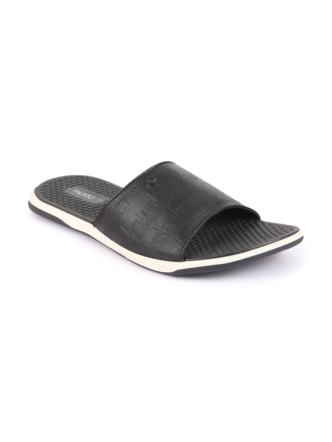 Shop Men Black Open Toe Ultra Light Flexible Slip-On Slippers Flip-Flops Online.