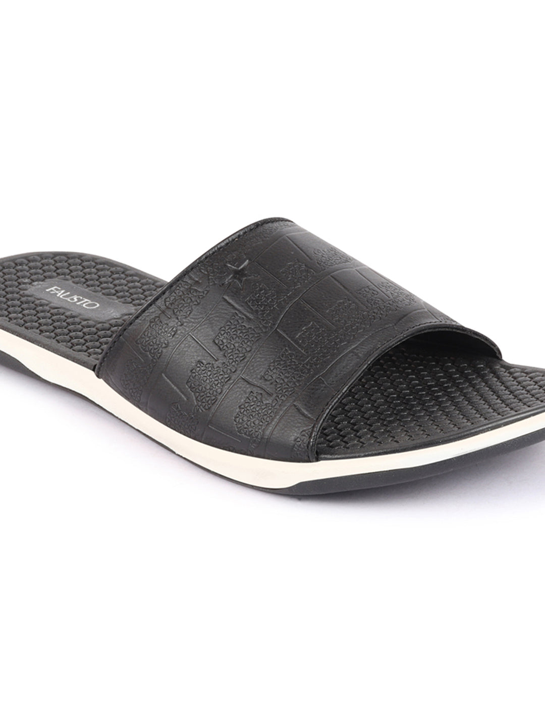 Shop Men Black Open Toe Ultra Light Flexible Slip-On Slippers Flip-Flops Online.