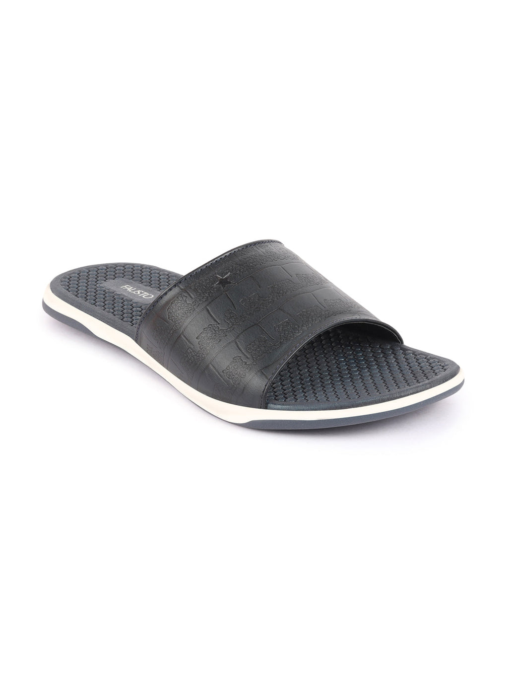 Shop Men Navy Blue Open Toe Ultra Light Flexible Slip-On Slippers Flip-Flops Online.