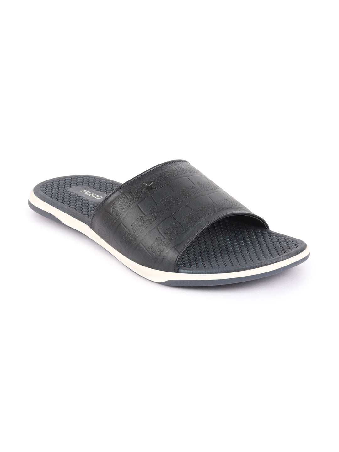 Shop Men Navy Blue Open Toe Ultra Light Flexible Slip-On Slippers Flip-Flops Online.