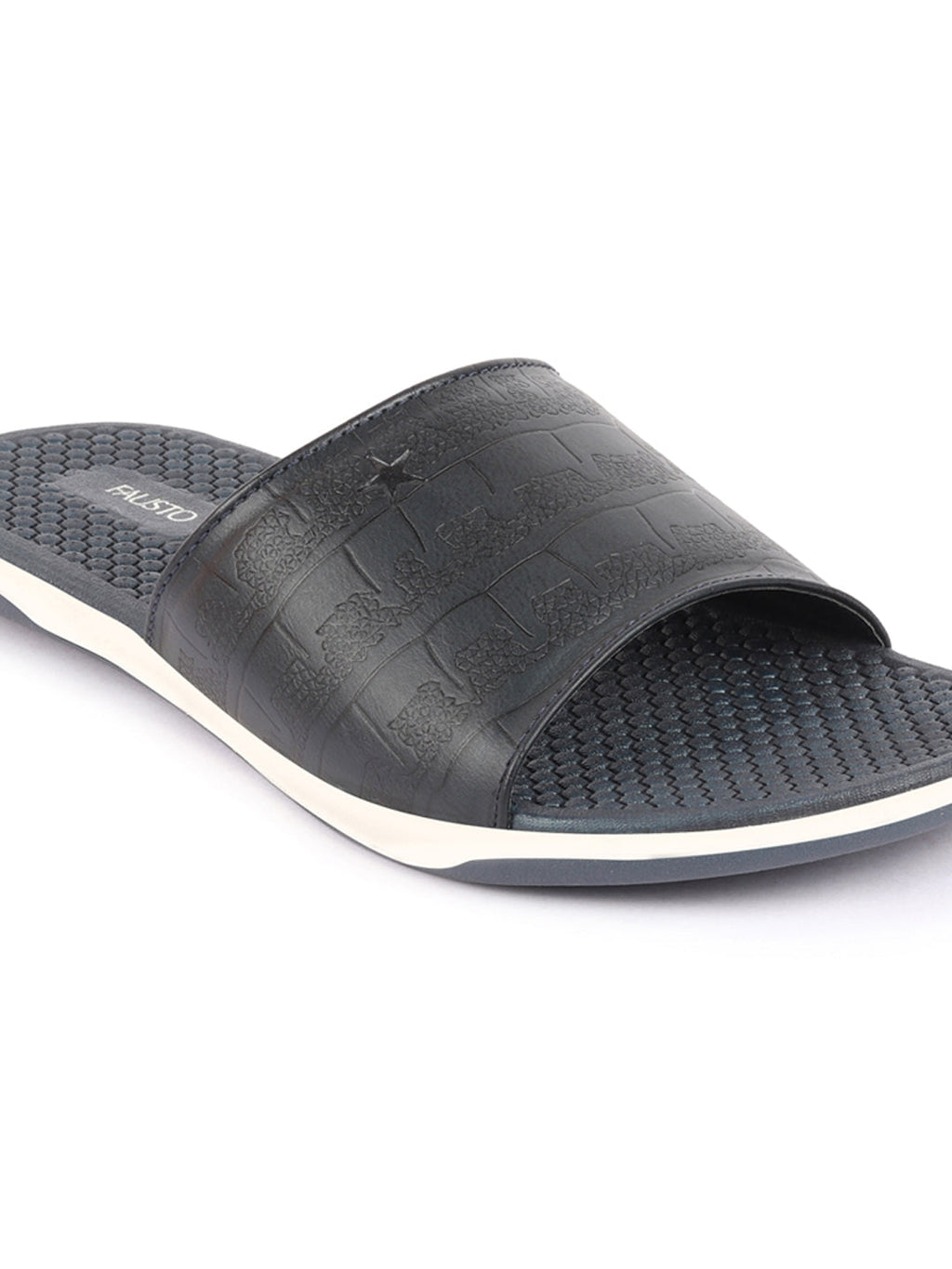Shop Men Navy Blue Open Toe Ultra Light Flexible Slip-On Slippers Flip-Flops Online.