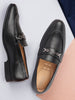 Men Black Horsebit Buckle Textured Comfort Formal/Dress Loafer Shoes