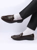 Men Brown Horsebit Buckle Textured Comfort Formal/Dress Loafer Shoes