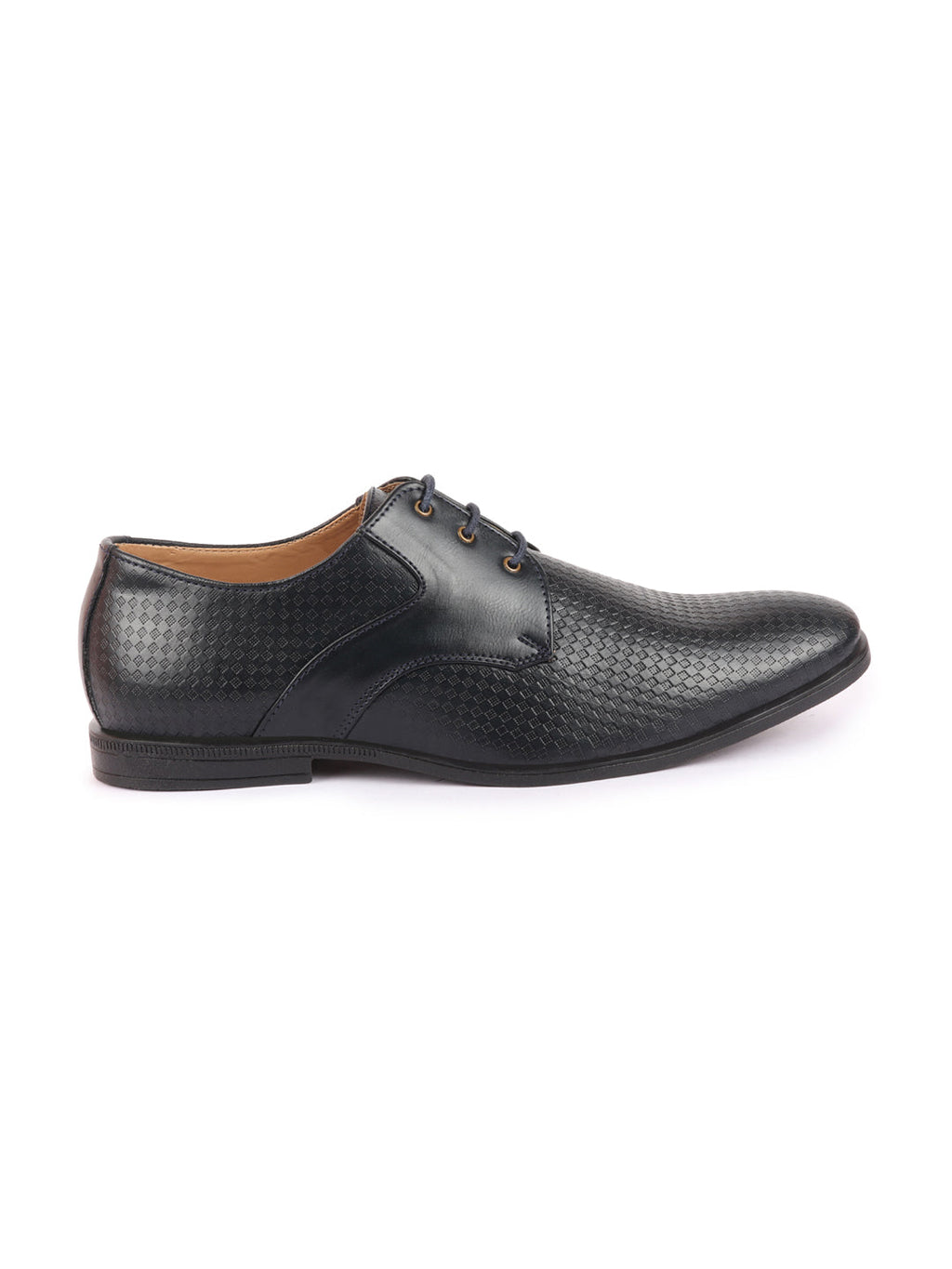 Shop Men Navy Blue Pattern Design Formal/Office Lace Up Shoes Online.