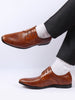 Men Tan Pattern Design Formal/Office Lace Up Shoes