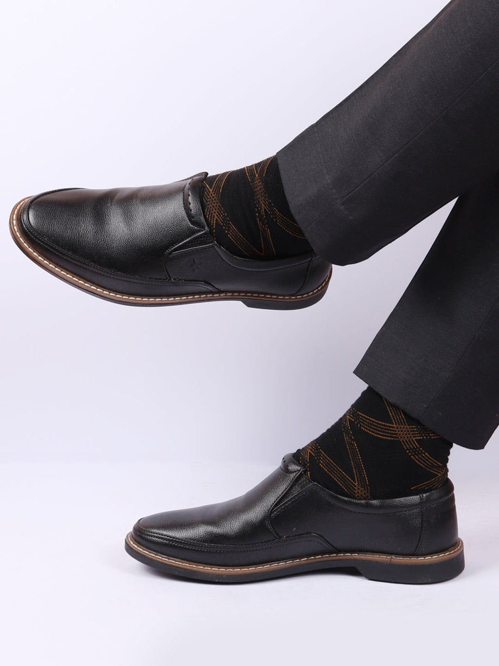 Shop Men Black Formal Superior Comfort Slip On Shoes Online.