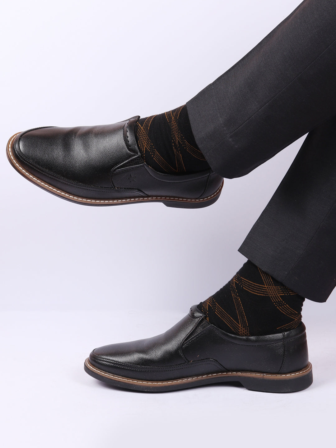 Shop Men Black Formal Superior Comfort Slip On Shoes Online.