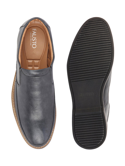 Shop Men Navy Blue Formal Superior Comfort Slip On Shoes Online.