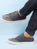 Men Grey Lace-Up Low Top Classic Sneakers Casual Shoes