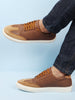 Men Tan Lace-Up Low Top Classic Sneakers Casual Shoes