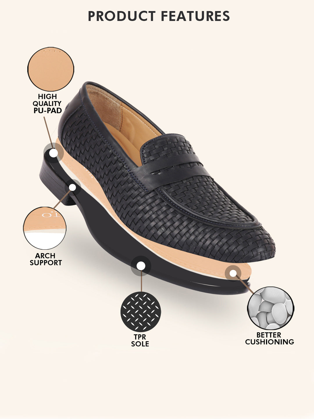 Shop Men Navy Blue Hand Knitted Design Penny Loafer Slip On Shoes Online.