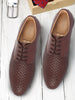 Men Brown Knit Design Formal/Office Lace Up Shoes