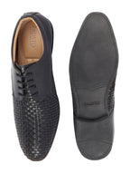 Shop Men Navy Blue Knit Design Formal/Office Lace Up Shoes Online.