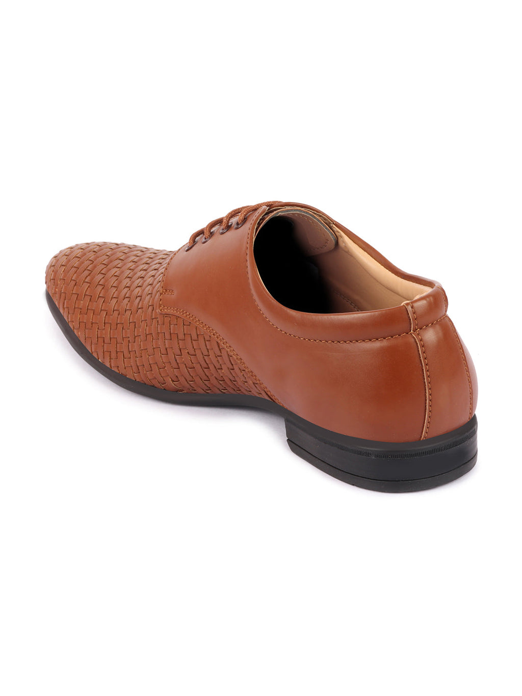 Shop Men Tan Knit Design Formal/Office Lace Up Shoes Online.