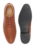 Shop Men Tan Knit Design Formal/Office Lace Up Shoes Online.