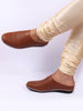 Men Tan Back Open Knit Design Stitched Ethnic Casual Mules
