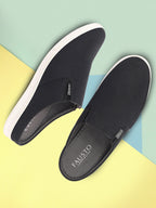 Shop Men Black Casual Back Open Canvas Stylish Slip On Shoes Online.