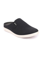 Shop Men Black Casual Back Open Canvas Stylish Slip On Shoes Online.