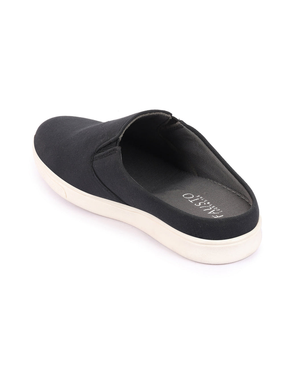 Shop Men Black Casual Back Open Canvas Stylish Slip On Shoes Online.