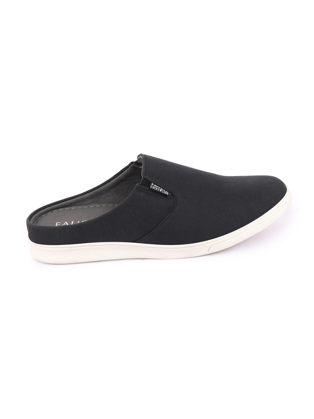 Shop Men Black Casual Back Open Canvas Stylish Slip On Shoes Online.