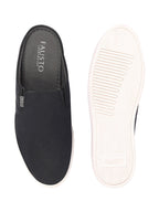 Shop Men Black Casual Back Open Canvas Stylish Slip On Shoes Online.