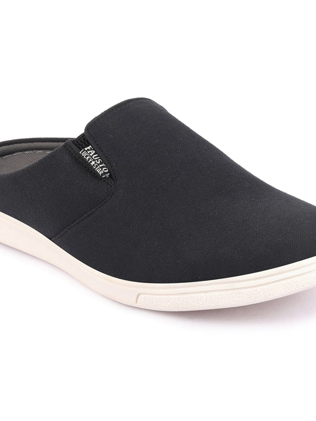 Shop Men Black Casual Back Open Canvas Stylish Slip On Shoes Online.