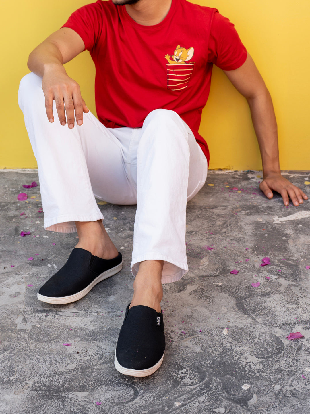 Shop Men Black Casual Back Open Canvas Stylish Slip On Shoes Online