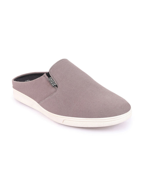 Shop Men Grey Casual Back Open Canvas Stylish Slip On Shoes Online.