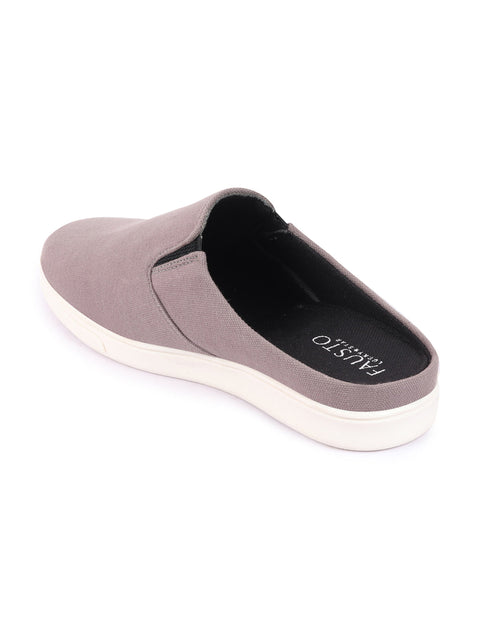 Shop Men Grey Casual Back Open Canvas Stylish Slip On Shoes Online.