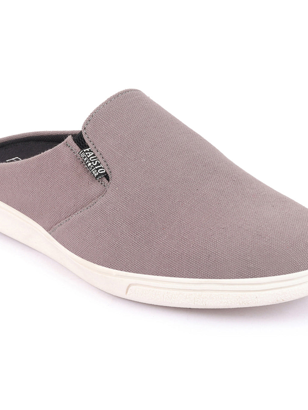 Shop Men Grey Casual Back Open Canvas Stylish Slip On Shoes Online.