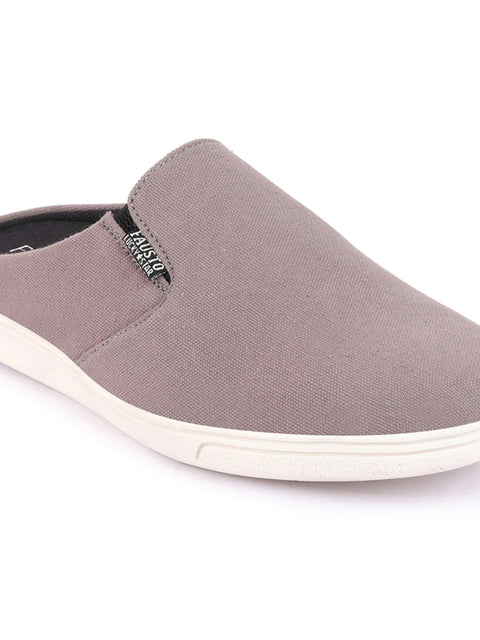 Shop Men Grey Casual Back Open Canvas Stylish Slip On Shoes Online.
