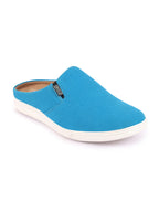 Shop Men Light Blue Casual Back Open Canvas Stylish Slip On Shoes Online.