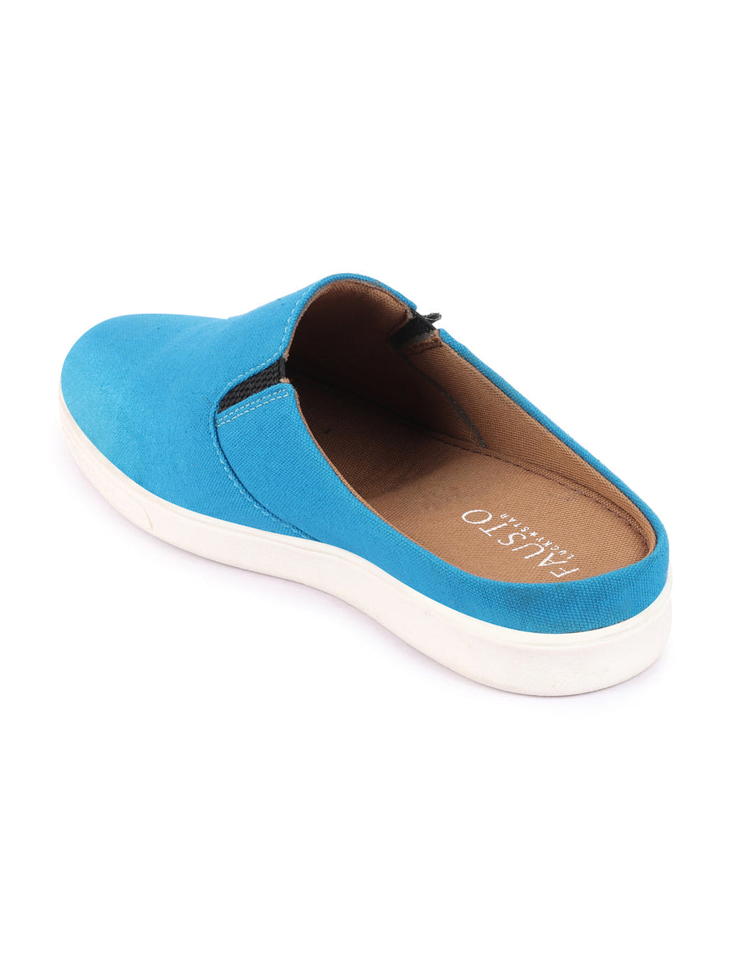 Shop Men Light Blue Casual Back Open Canvas Stylish Slip On Shoes Online.