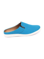 Shop Men Light Blue Casual Back Open Canvas Stylish Slip On Shoes Online.
